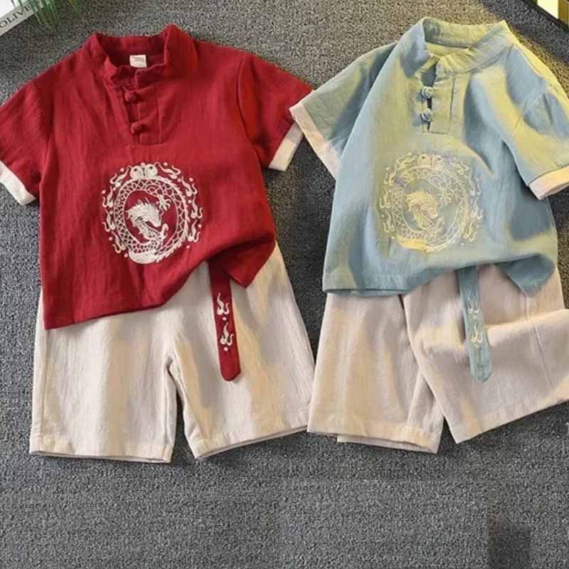 Baby Clothing Embroidery - Child Traditional Clothing Short Sleeves Shorts